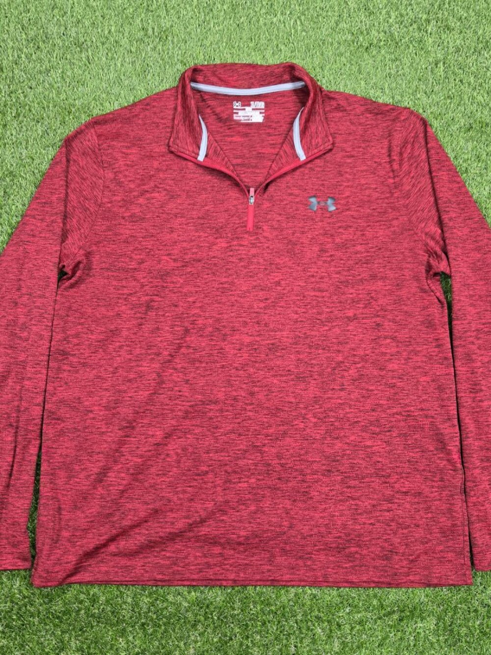 Under Armour 1/4 Zip Pullover Mens XL Red Heat Gear Loose Fit Golf Performance